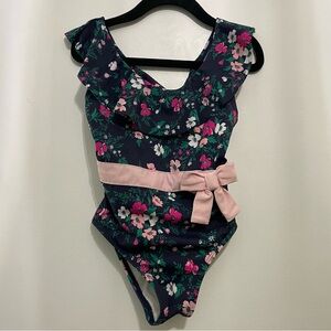Janie and Jack Floral Swimsuit with Ruffles